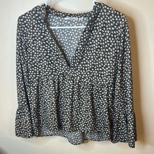 Floral Black and White Women's Top